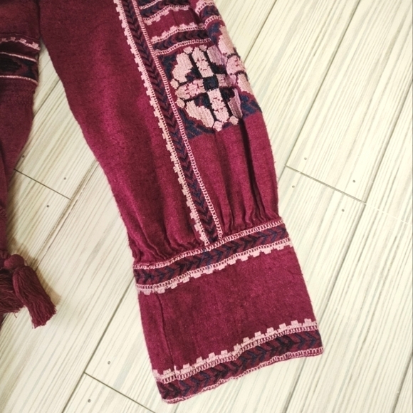 Free People All My Life Embroidered Mini Dress in Bugundy Wine Size Small - Picture 12 of 12